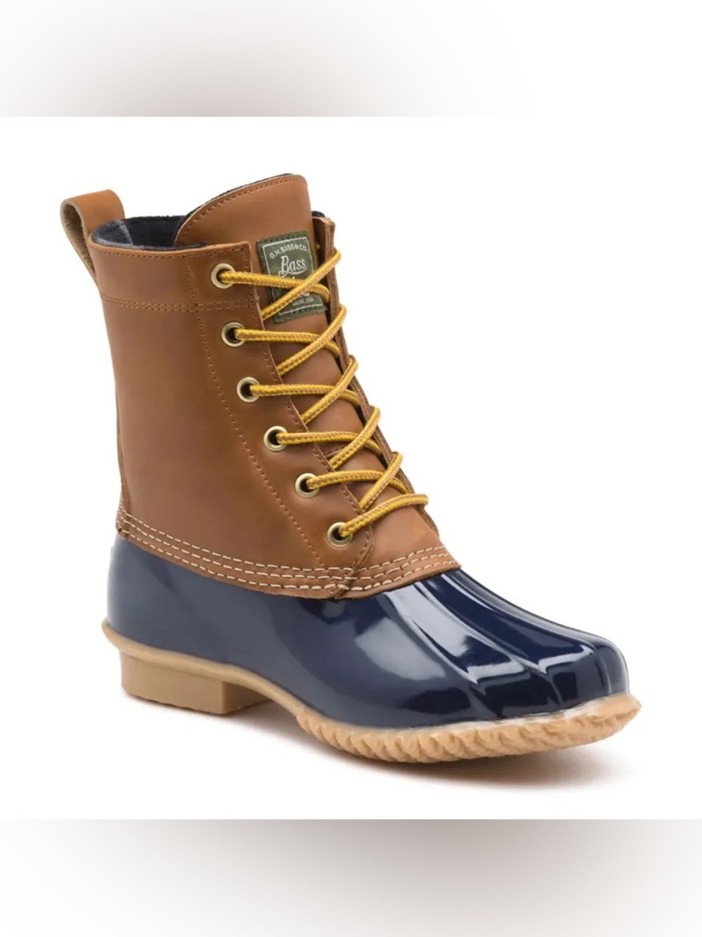 G.H. Bass & Co. Navy and Tan Lace-Up Waterproof Duck Boot Sz 10